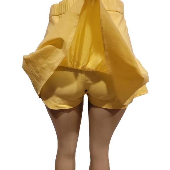 ZARA Yellow Drop Waist Ruffle Women's Short Mini Skort Skirt Size M #H - Picture 6 of 9